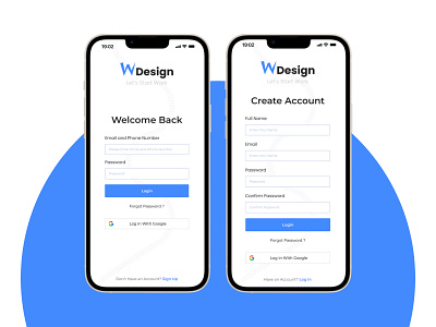 iOS App Login and Create Account Screens branding graphic design ui