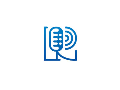 R for radio blue design gradient grapicdesign letter line logo microphone radio