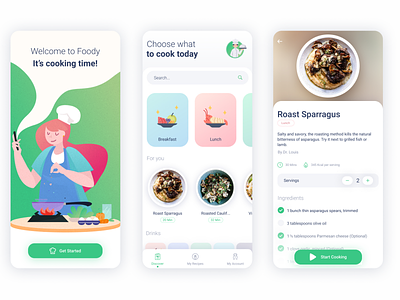 Exploring Recipes App Design/Illustrations app colors illustration mobile recipes ui