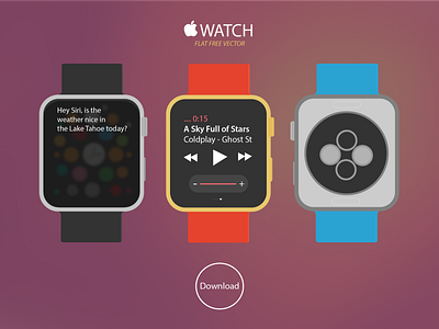 New Apple WATCH Free Vector Download apple applewatch download flat free vector watch