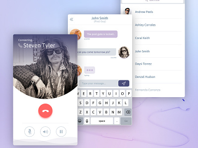 Messaging Calling App call chat contacts flat incoming list messaging send