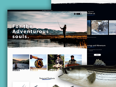 Fishing/Outdoor Ecommerce brush ecommerce fishing flat landing page shopify web