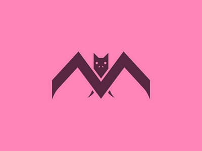 M de Murciélago 36 days of type bat cute logo logo design