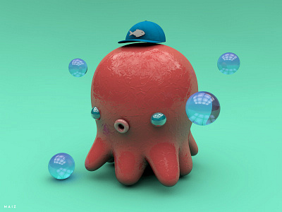 Baby Octopus 3d illustration kawaii kawaii art octopus