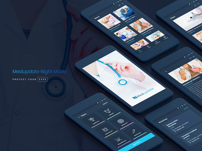 Medupdate Android App - Night Mode android android ui blue design doctors medical medical app medupdate mobile night mode ui ui design user experience user interface