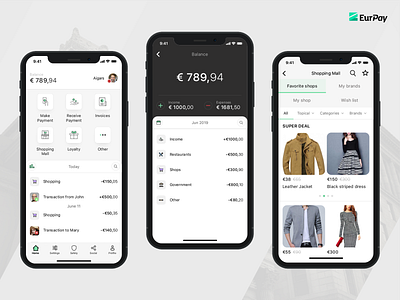 EurPay | Financial app UI app app design e commerce finance financial app interface ios ios design ui ux