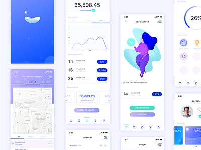 Cinq App Screens banking app branding finance app illustration mobile ui ux