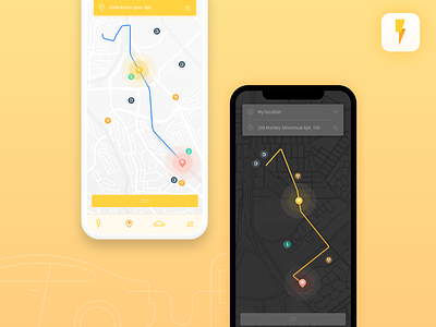 Battery App Modes battery charging concept dark mode map navigation ui uiuxdesign