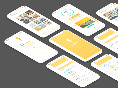 Battery Mobile App Concept b battery branding charging illustration navigation uiux