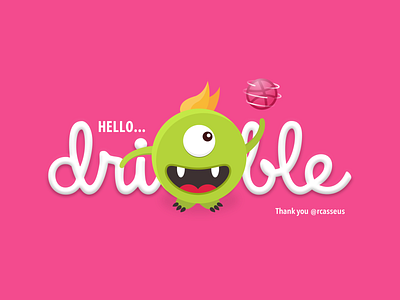 Hello Dribbble! character debut dribbble dribbbler firstshot hello illustration monster player taimatsuworks