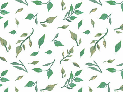 Leafy Green haha flowing gouache handdrawing leafy green pattern design