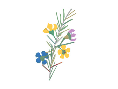 Bouquet brightcolour gouache illustration