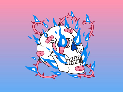 Raging Soul angry design fire flame flat illustration illustrator minimal rage skull vector