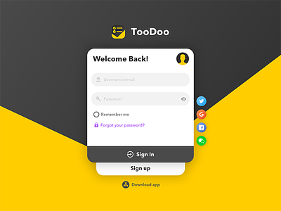 TooDoo Web Login & Sign up Design form login ui ux web