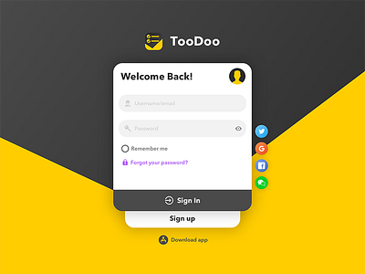 TooDoo Web Login & Sign up Design