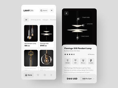 E-Commerce App - Lamp app app design best dribbble shot business business app ecommerce light marketing minimal product production sells ui ux