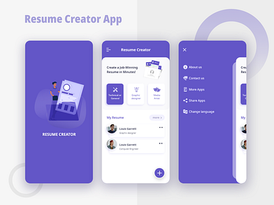 Resume creator app app design cv cv maker make resume mobile resume resume creator resume cv resume design resume template ui ux