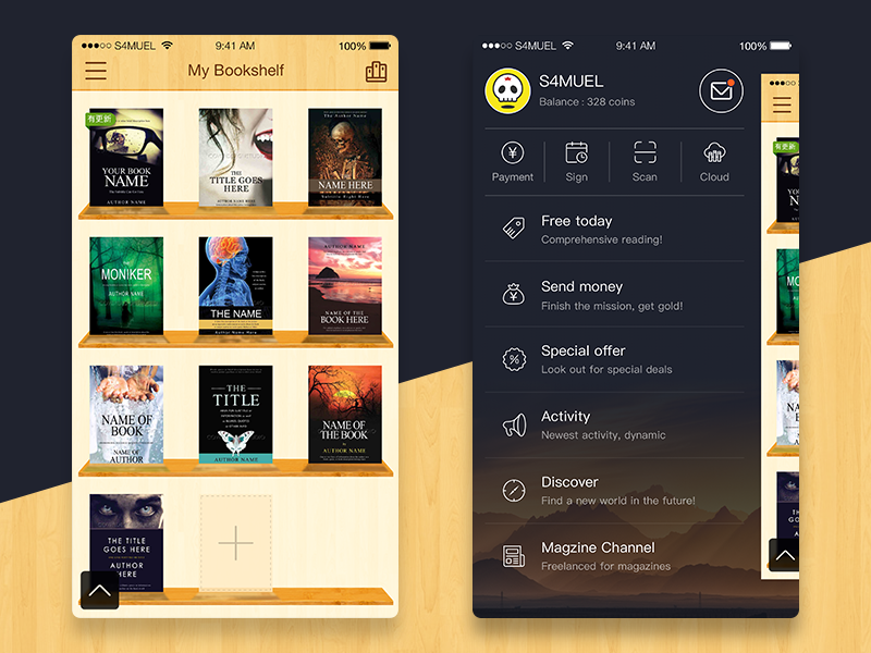 Reader App Drawer Shelf Ui By S4muel On Dribbble