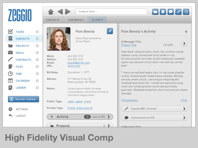 Zeggio High Fidelity Visual Comp comp design example process