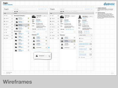 Zeggio Wireframes design example process wireframes