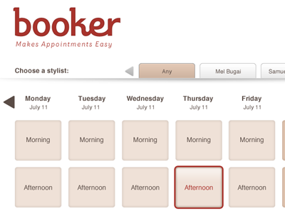 Booker App application booker interface ui