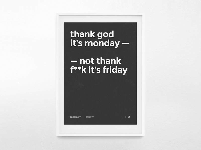 thank god it's monday print frame print type typography