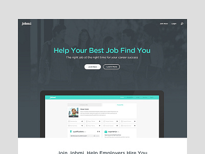 Jobmi Homepage clean duotone header hero home simple teal web
