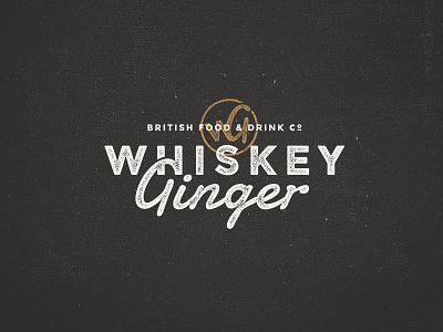 Whiskey Ginger aged brand gold logo old stamp texture type vintage