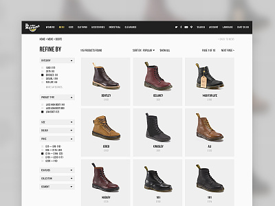 Dr. Martens Boots clean dr. ecommerce fashion grid martens products simple web
