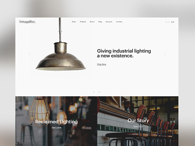 Reclaimed Lighting Homepage clean ecommerce grid hero home simple web whitespace
