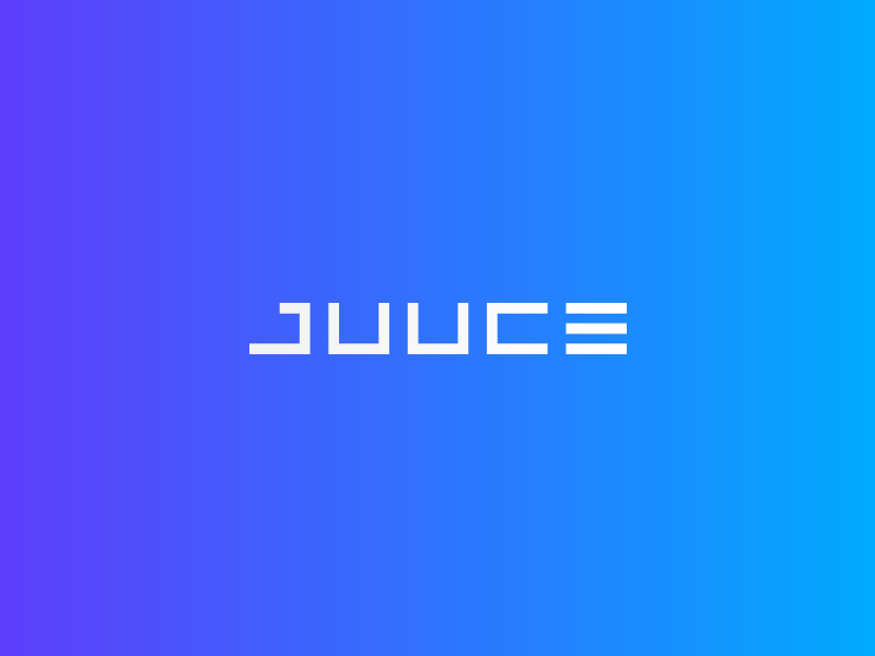 Juuce block blue charge charging electric gradient lines logo logotype square type typography