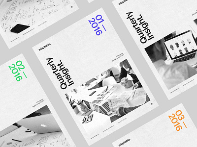 Quarterly Insight Mailer. adaptable clean duotone grid mailer minimal newspaper print simple typography whitespace
