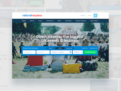 National Express Homepage booking coach express grid hero home national planner tickets travel ui ux