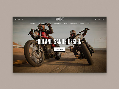Monday Motorcycle Co. Shopify Site commerce grid hero home layout shop simple store ui ux web whitespace