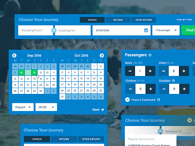 National Express UI Elements adaptable booking coach elements express fields grid national simple travel ui ux