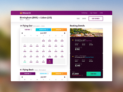 Monarch Booking UI airline airplane airport booking date fly flying holiday journey monarch purchase ticket