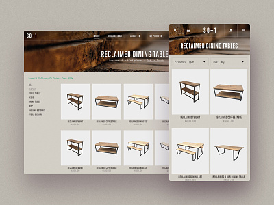 Reclaimed Furniture Product Listing UI commence furniture hero home reclaimed shopify texture ui wood