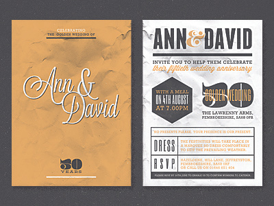 Finished Invite 50 golden invitation invite print texture typography wedding