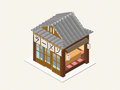 2.5d noodle restaurant illustration