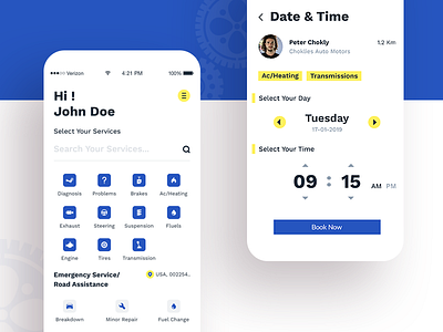 App ui for Book Your Mechanic