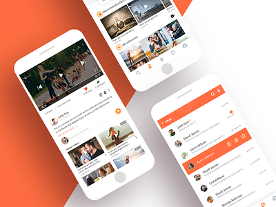 App Ui for Watch & Upload Videos app appdesign chat design layout mobileapp mockup photoshop ui uidesign ux video app