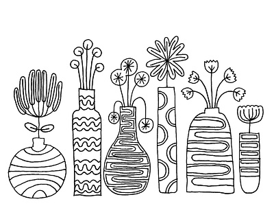 Plant life coloring pages coloringbook hand drawn illustration plants wellness