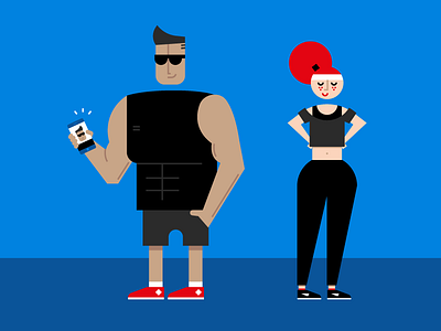 Fitness characters characters dude fitness girl illustration vector