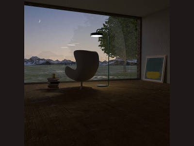 Evening View 3d 3d artist 3d render adobe dimension design dimension graphic design interior interior design render texture