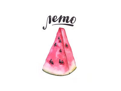Watermelon, watercolor illustration typography watercolor