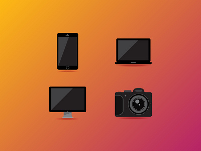 Modern Devices camera flat design icon design icons illustration laptop pc phone
