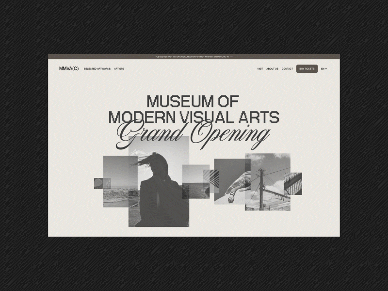 Museum Of Modern Visual Arts Concept animation branding grid interaction interface layout minimal motion motion graphics museum parallax photography promo typography ui ux video whitespace