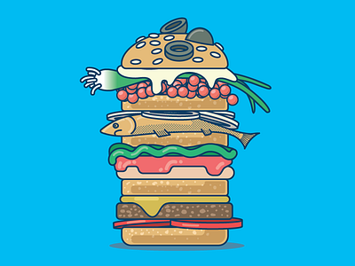 Super-Gipper-burger burger food illustration