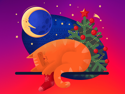 The Christmas Cat affinity designer cat christmas ipad moon new year