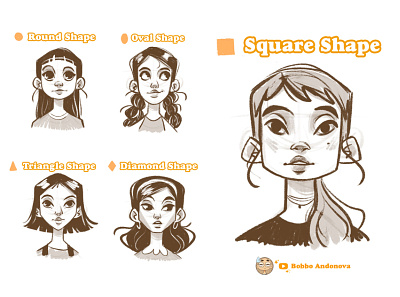 Face shapes - sketches character character design digital art digital drawing digital illustration drawing drawing tutorial girl illustration procreate procreate art tutorial youtube channel youtuber